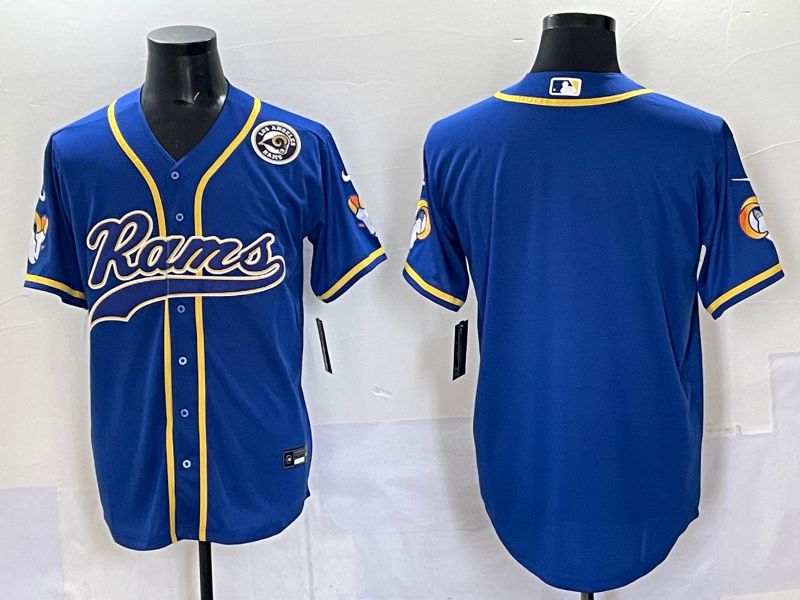 Men 2025 Los Angeles Rams Blank Blue Second generation joint name Nike Limited NFL Jersey style 02